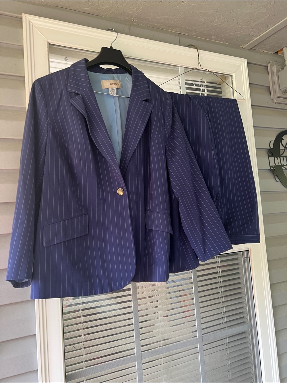 Tailored Navy Pinstripe Women's Blazer & pants Set - Unknown Brand